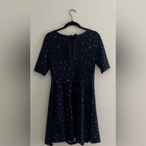Kate Spade Leopard Print Ponte Fit & Flare Dress Blue Women’s Small - Picture 10 of 12